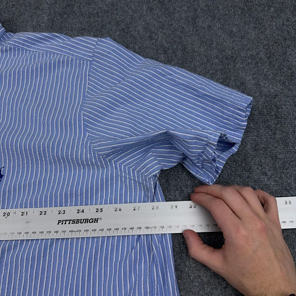 Polo Ralph Lauren Seersucker Sport Shirt Mens 2XB Blue Striped RL Untucked Fit